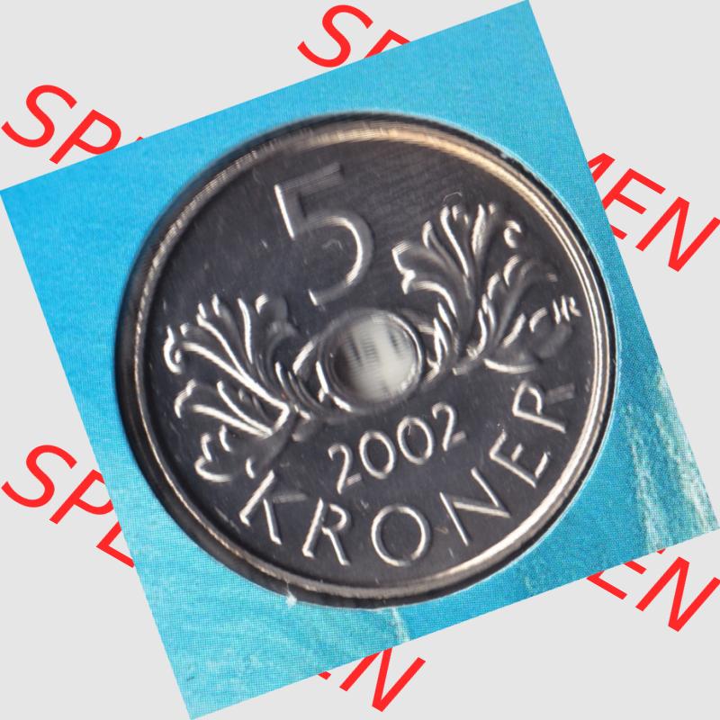 Münzen Norwegen Umlaufmünze 1998-2017, 5 Kroner, Kronen 2002, Bild mit Rückseite der norwegischen Münze als Bildmaterial, des Bildes zur deiner Nutzung Sammlung