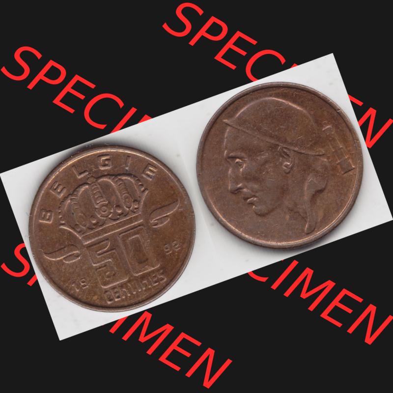 Münzen Belgien Umlaufmünze 1958-2001, 50 Centines 1992 Belgie. Vorderseite und Rückseite horizontal auf einen digitalen Bild der alten belgischen Francs Umlaufmünze aus... Sammlung