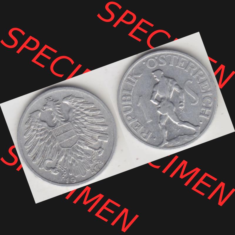 Münzen Österreich Umlaufmünze 1946-1957, 1 Schilling 1947 II., Münze aus Österreich mit Münzseiten Horizontal / Nebeneinander auf einen Bild für... Sammlung