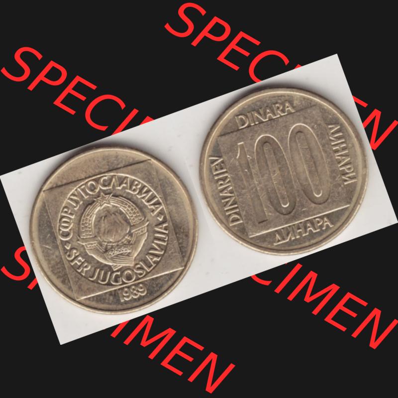 Münzen Jugoslawien Umlaufmünze 1988-1989, 100 Dinar 1989, Bild mit Vollansicht als Bildmaterial Sammlung