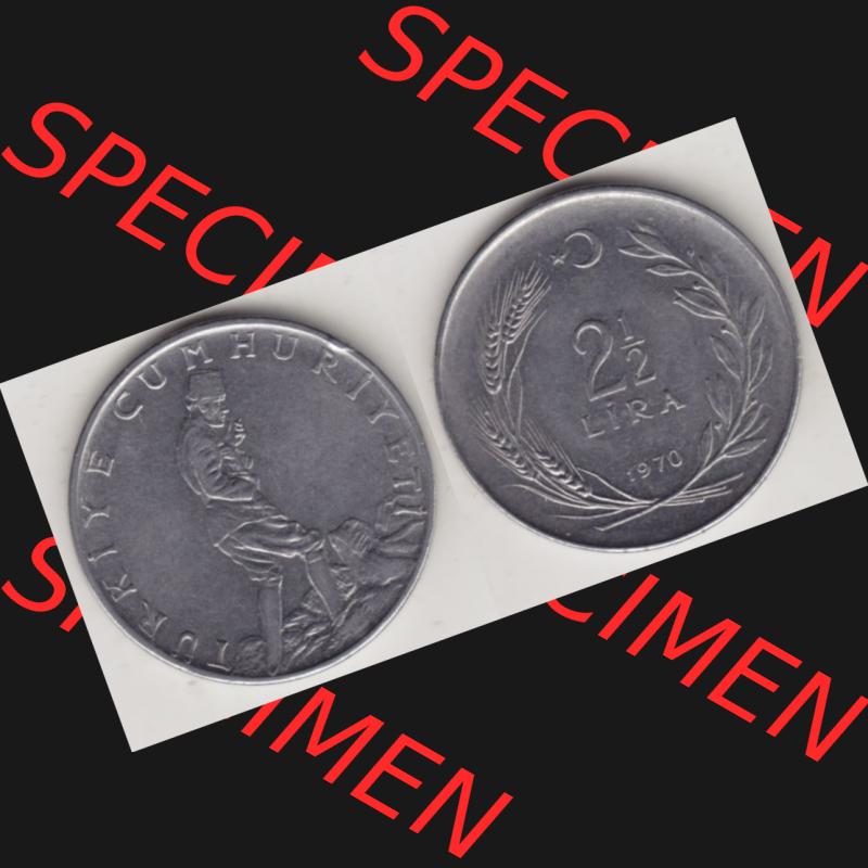 Münzen Türkei Umlaufmünze 1969-1980, 2-1-2 Lira 1970, Bild mit Vollansicht als Bildmaterial Sammlung