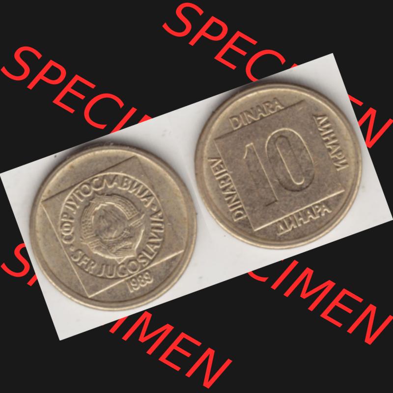 Münzen Jugoslawien Umlaufmünze 1988-1989, 10 Dinar 1989, Bild mit Vollansicht als Bildmaterial Sammlung