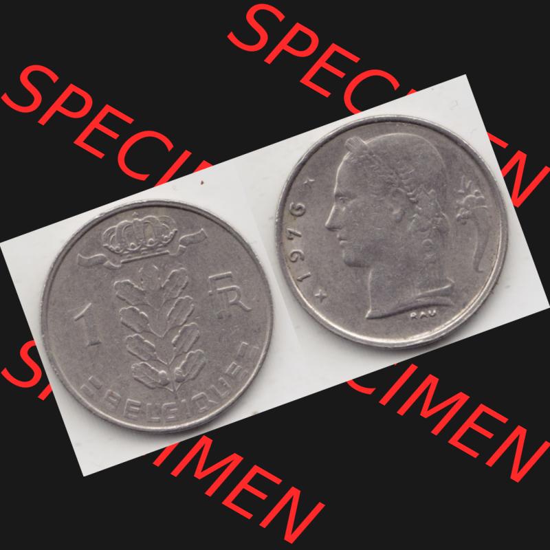 Münzen Belgien Umlaufmünze 1950-1988, 1 Francs-Franken 1976 II. Belgique. Vorderseite und Rückseite horizontal auf einen digitalen Bild der alten belgischen Francs Umlaufmünze... Sammlung