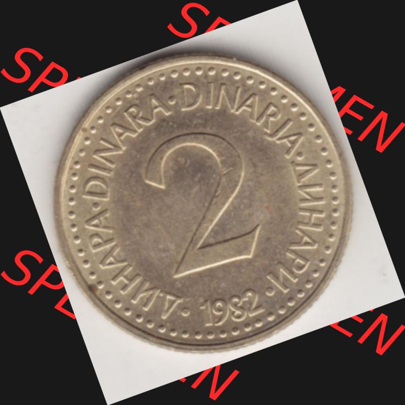Münzen Jugoslawien Umlaufmünze 1982-1986, 2 Dinar 1982, Bild mit Rückseite der Münze als Bildmaterial Sammlung