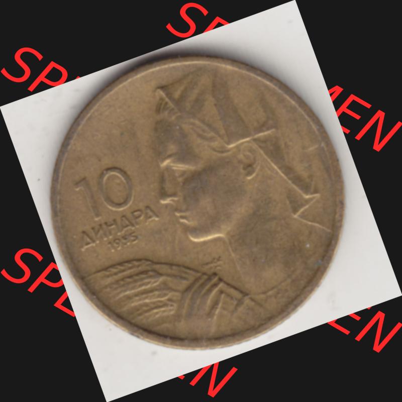 Münzen Jugoslawien Umlaufmünze 1955-1955, 10 Dinar 1955, Bild mit Rückseite der Münze zum Download Sammlung