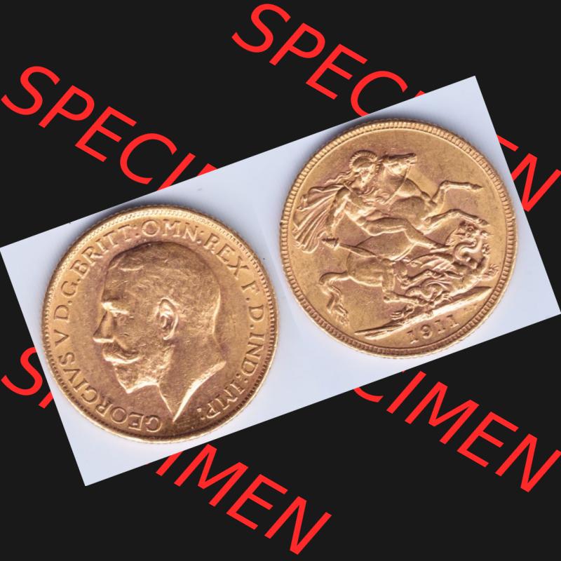 Münzen Großbritannien Goldmünze 1911-1927, 1 Pfund Sovereign 1911. Vorderseite und Rückseite horizontal auf einen digitalen Bild der alten britischen Goldmünze Sovereign... Sammlung