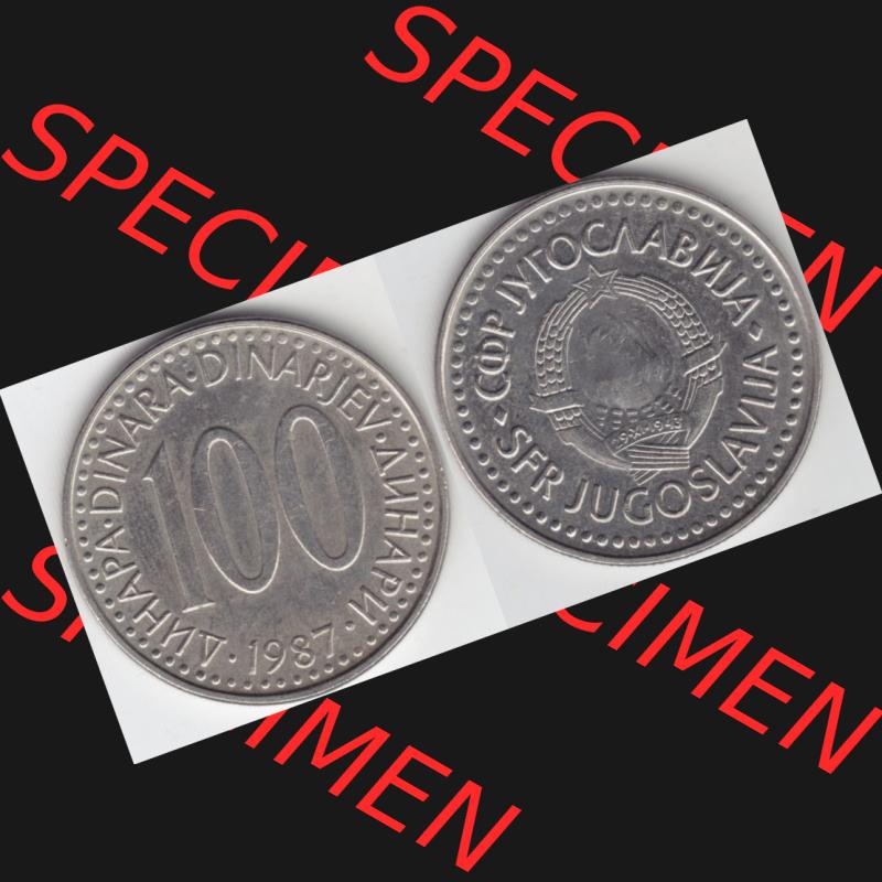 Münzen Jugoslawien Umlaufmünze 1985-1988, 100 Dinara, Dinarjev 1985, Bild mit Vollansicht als Bildmaterial Sammlung