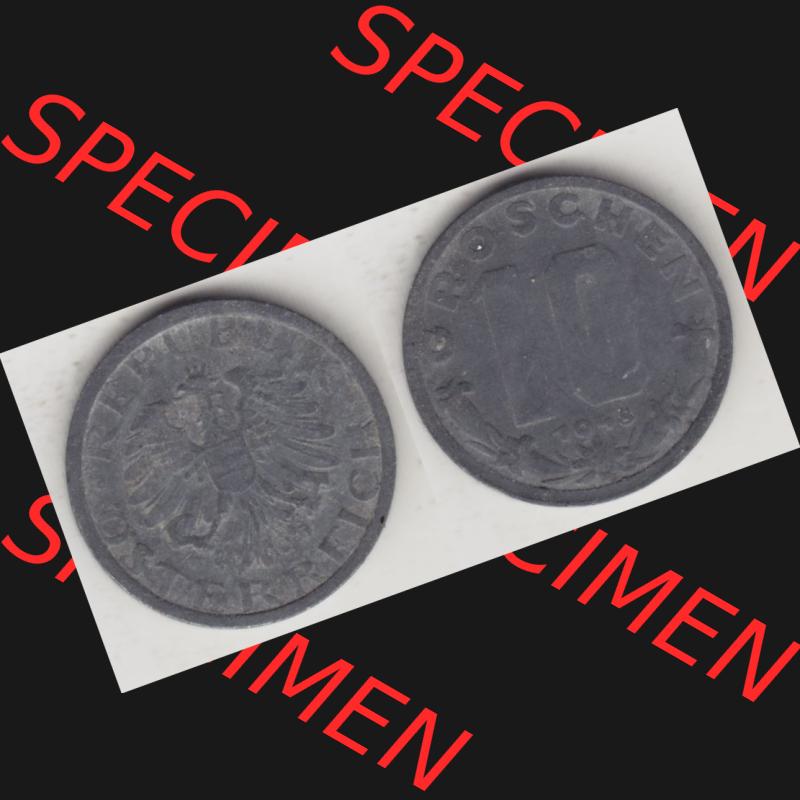 Münzen Österreich Umlaufmünze 1947-1949, 10 Groschen 1948 IV., Münze aus Österreich mit Münzseiten Horizontal / Nebeneinander auf einen Bild für... Sammlung