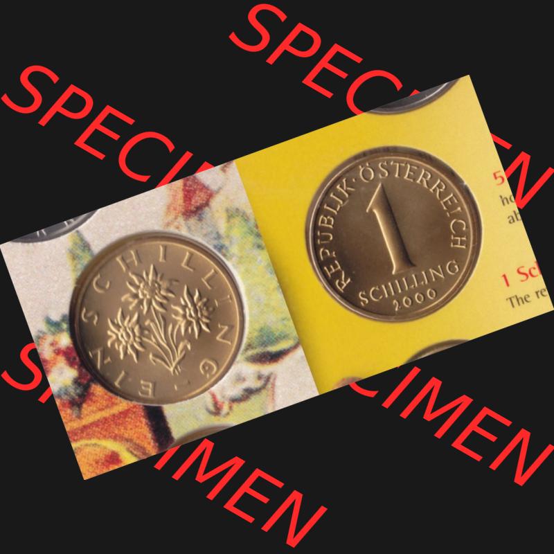 Münzen Österreich Umlaufmünze 1959-2001, 1 Schilling 2000, Münze aus Österreich mit Münzseiten Horizontal / Nebeneinander auf einen Bild für Mobile-Geräte... Sammlung