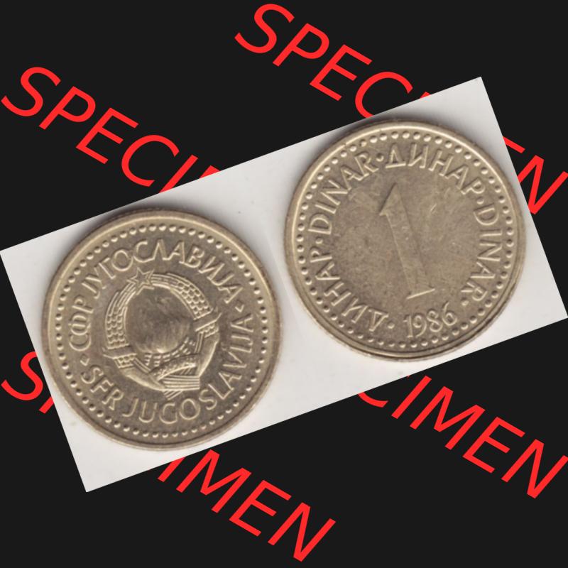 Münzen Jugoslawien Umlaufmünze 1982-1986, 1 Dinar 1986, Bild mit Vollansicht als Bildmaterial Sammlung
