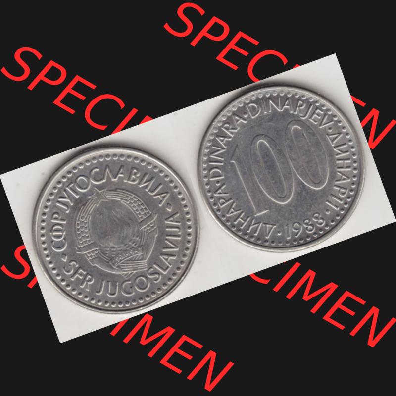 Münzen Jugoslawien Umlaufmünze 1985-1988, 100 Dinar 1988, Bild mit Vollansicht als Bildmaterial Sammlung
