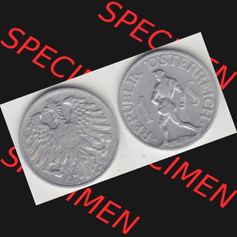 Münzen Österreich Umlaufmünze 1946-1957, 1 Schilling 1947 III., Münze aus Österreich mit Münzseiten Horizontal / Nebeneinander auf einen Bild für... Sammlung