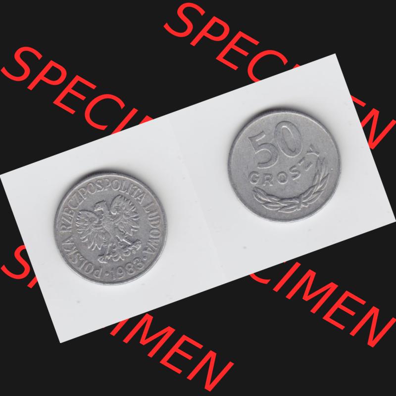 Münzen Polen Umlaufmünze 1957-1985, 50 Groszy 1983, Bild mit Vollansicht als Bildmaterial Sammlung