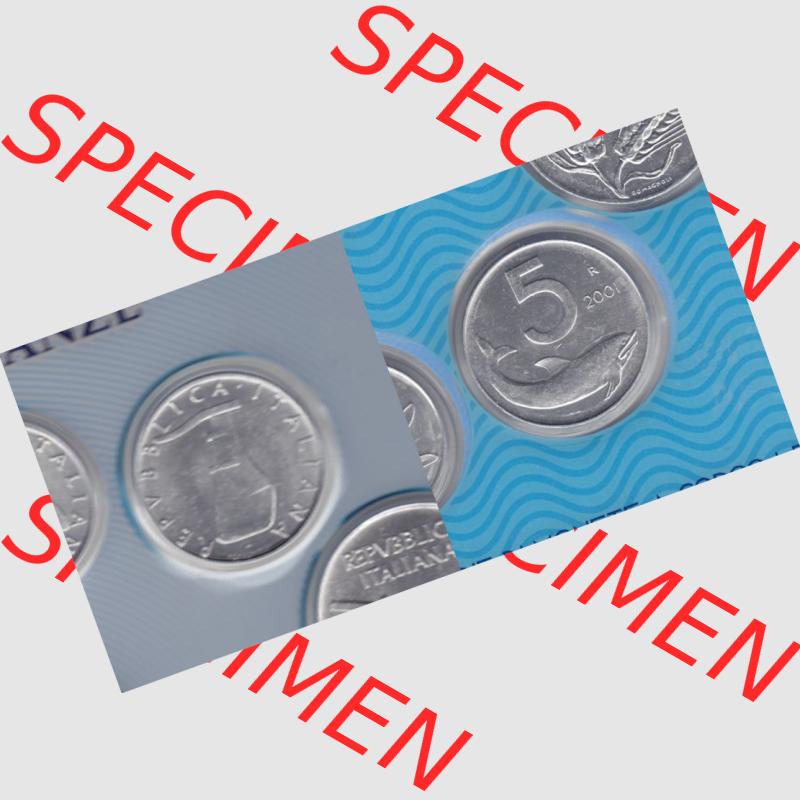 Münzen Italien Umlaufmünze 1951-2001, 5 Lira-Lire Schiffs-Ruder 2001, Bild mit Vollansicht zum Download Sammlung