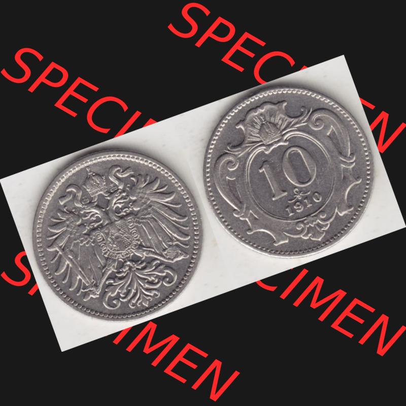 Münzen Österreich Umlaufmünze 1892-1911, 10 Heller 1910, Münze aus Österreich mit Münzseiten Horizontal / Nebeneinander auf einen Bild für Mobile-Geräte... Sammlung