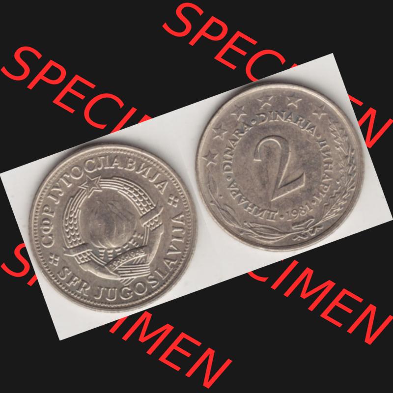 Münzen Jugoslawien Umlaufmünze 1971-1981, 2 Dinar 1981, Bild mit Vollansicht als Bildmaterial Sammlung