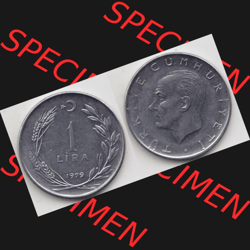 Münzen Türkei Umlaufmünze 1967-1980, 1 Lira - Lire 1979. Vorderseite und Rückseite der Münze der Türkei auf einen Digitalen Bild, als Bildmaterial für... Sammlung