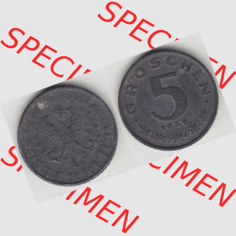 Münzen Österreich Umlaufmünze 1948-1994, 5 Groschen 1951, Münze aus Österreich mit Münzseiten Horizontal / Nebeneinander auf einen Bild für Mobile-Geräte... Sammlung