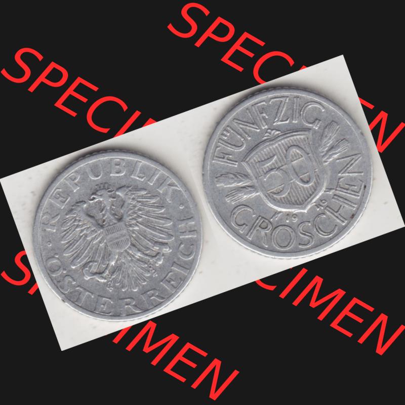 Münzen Österreich Umlaufmünze 1946-1955, 50 Groschen 1946, Münze aus Österreich mit Münzseiten Horizontal / Nebeneinander auf einen Bild für Mobile-Geräte... Sammlung