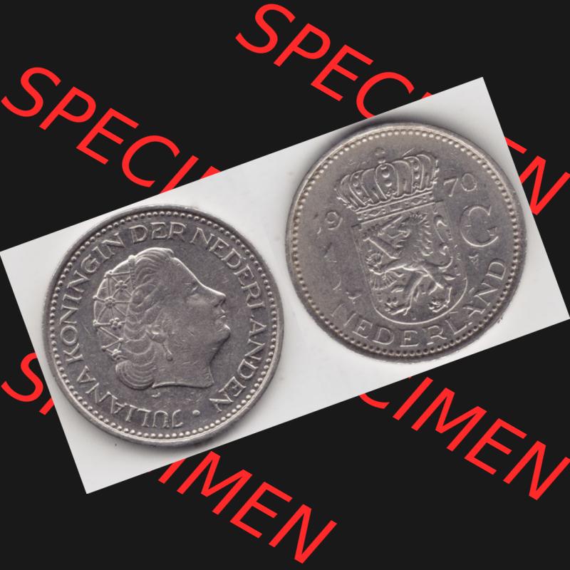Münzen Niederlande Umlaufmünze 1967-1980, 1 Gulden 1970, Bild mit horizontaler Vollansicht als Bildmaterial Sammlung
