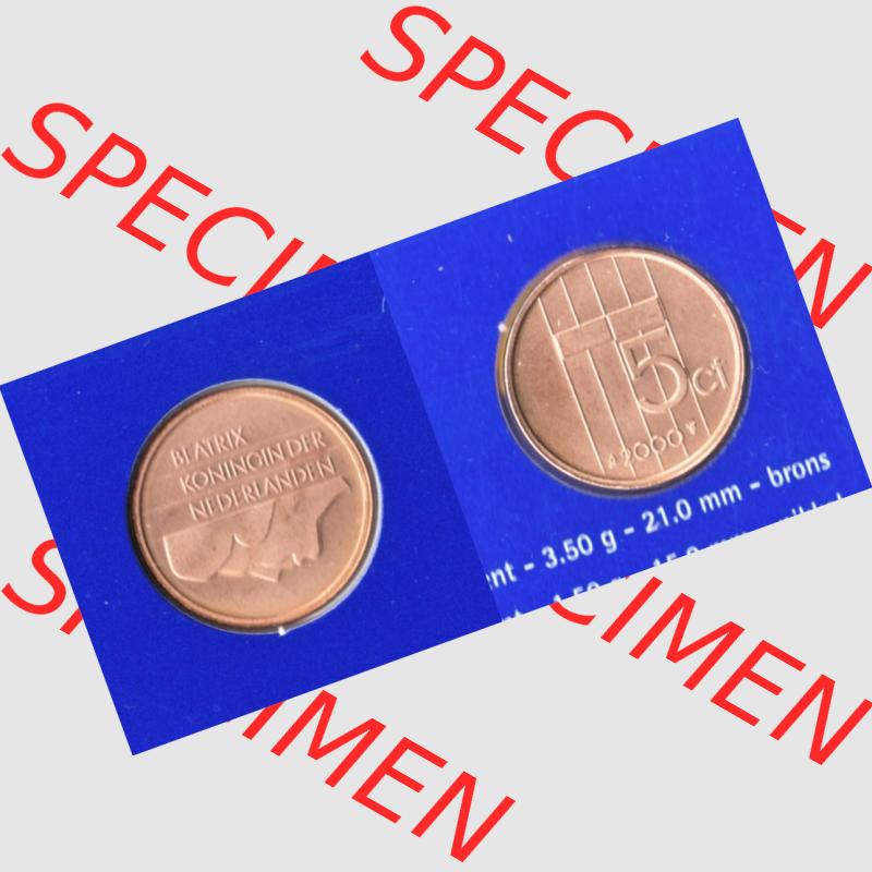 Münzen Niederlande Umlaufmünze 1982-2000, 5 Cent 2000, Bild mit Vollansicht Sammlung