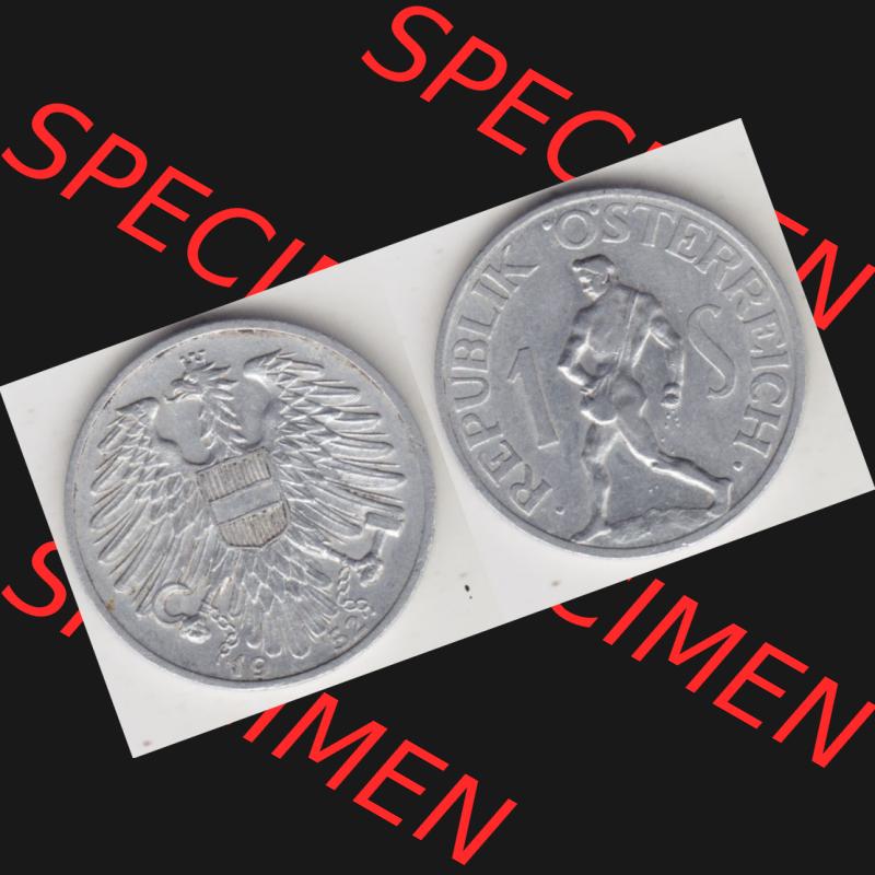 Münzen Österreich Umlaufmünze 1946-1957, 1 Schilling 1952, Münze aus Österreich mit Münzseiten Horizontal / Nebeneinander auf einen Bild für Mobile-Geräte... Sammlung