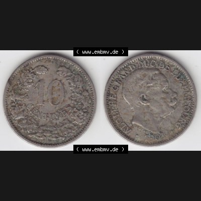 Münzen Luxemburg Umlaufmünze 1901-1901, 10 Centimes, Bild mit Vollansicht Sammlung