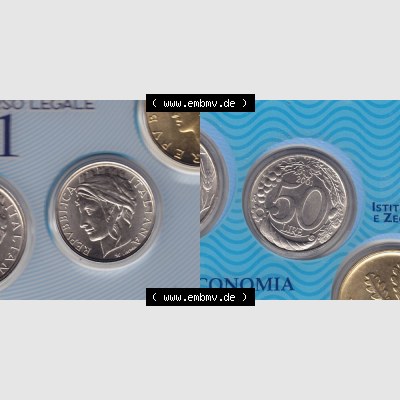 Münzen Italien Umlaufmünze 1996-2001, 50 Lira-Lire Vor Euro 2001. Vorderseite und Rückseite horizontal auf einen digitalen Bild der alten italienischen Münze aus Italien... Sammlung