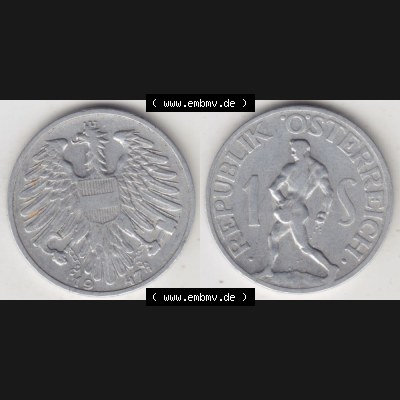 Münzen Österreich Umlaufmünze 1946-1957, 1 Schilling 1947 III., Münze aus Österreich mit Münzseiten Horizontal / Nebeneinander auf einen Bild für... Sammlung