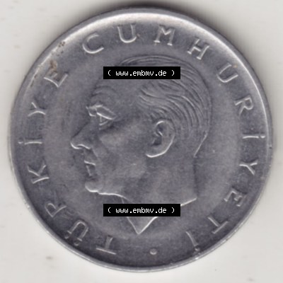 Münzen Türkei Umlaufmünze 1967-1980, 1 Lira 1971. Vorderseite der Münze der Türkei als Bildmaterial für Sammler und Münzen-Webseiten hier im online Katalog... Sammlung