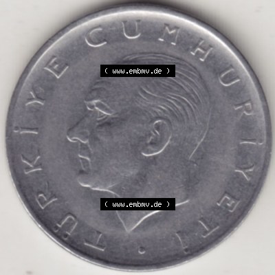 Münzen Türkei Umlaufmünze 1967-1980, 1 Lira 1970. Vorderseite der Münze der Türkei als Bildmaterial für Sammler und Münzen-Webseiten hier im online Katalog... Sammlung