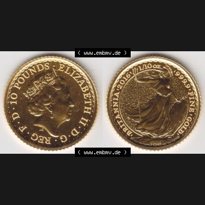 Münzen Großbritannien Goldmünze 2016-2016, 10 Pfund 2016 Britannia. Digitale Edelmetallmünzen, britischen Goldmünzen als Bildmaterial von Münzen aus Großbritannien... Sammlung