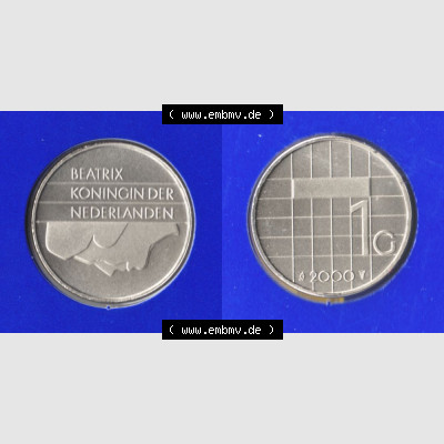 Münzen Niederlande Umlaufmünze 1982-2000, 1 Gulden 2000, Bild mit Vollansicht Sammlung
