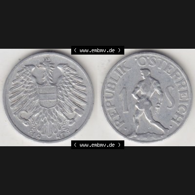 Münzen Österreich Umlaufmünze 1946-1957, 1 Schilling 1947 I., Münze aus Österreich mit Münzseiten Horizontal / Nebeneinander auf einen Bild für... Sammlung