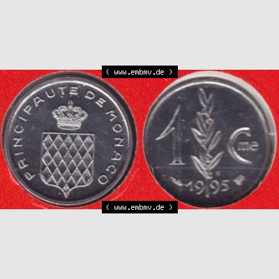 Münzen Monaco Umlaufmünze 1976-1995, Centime 1995 (3) Sammlung