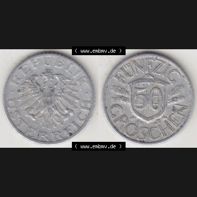 Münzen Österreich Umlaufmünze 1946-1955, 50 Groschen 1947 III., Münze aus Österreich mit Münzseiten Horizontal / Nebeneinander auf einen Bild für... Sammlung