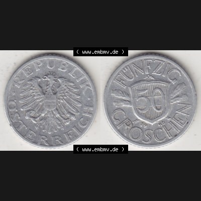 Münzen Österreich Umlaufmünze 1946-1955, 50 Groschen 1946, Münze aus Österreich mit Münzseiten Horizontal / Nebeneinander auf einen Bild für Mobile-Geräte... Sammlung
