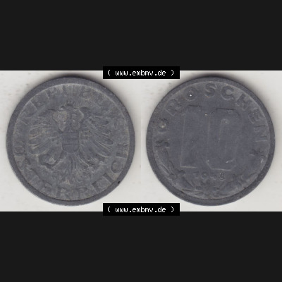 Münzen Österreich Umlaufmünze 1947-1949, 10 Groschen 1948 IV., Münze aus Österreich mit Münzseiten Horizontal / Nebeneinander auf einen Bild für... Sammlung