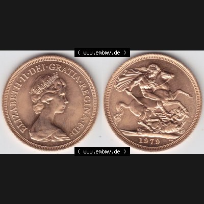 Münzen Großbritannien Goldmünze 1974-1984, 1 Sovereign 1979. Vorderseite und Rückseite horizontal auf einen digitalen Bild der alten britischen Goldmünze Sovereign... Sammlung