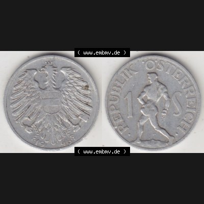Münzen Österreich Umlaufmünze 1946-1957, 1 Schilling 1946 III., Münze aus Österreich mit Münzseiten Horizontal / Nebeneinander auf einen Bild für... Sammlung