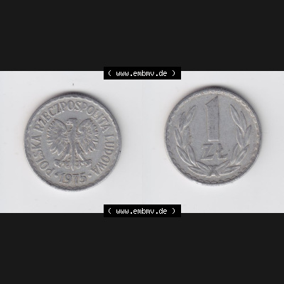 Münzen Polen Umlaufmünze 1957-1985, 1 Zloty 1975, Bild mit Vollansicht als Bildmaterial Sammlung