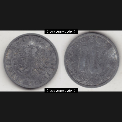 Münzen Österreich Umlaufmünze 1947-1949, 10 Groschen 1949 III., Münze aus Österreich mit Münzseiten Horizontal / Nebeneinander auf einen Bild für... Sammlung