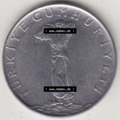 Münzen Türkei Umlaufmünze 1967-1978, 25 Kurus 1970. Vorderseite der Münze der Türkei als Bildmaterial für Sammler und Münzen-Webseiten hier im online Katalog... Sammlung