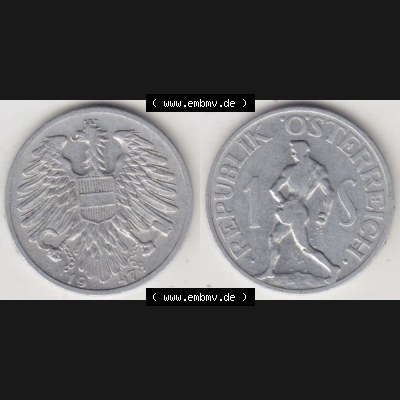 Münzen Österreich Umlaufmünze 1946-1957, 1 Schilling 1947 II., Münze aus Österreich mit Münzseiten Horizontal / Nebeneinander auf einen Bild für... Sammlung
