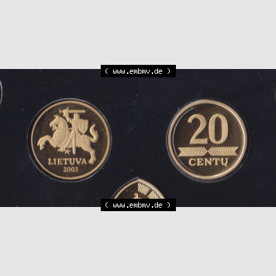 Münzen Litauen Umlaufmünze 1997-2014, 20 Centu 2003, Bild mit Vollansicht aus offiziellen Münzsatz / KMS 2003 Sammlung