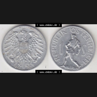 Münzen Österreich Umlaufmünze 1946-1957, 1 Schilling 1952, Münze aus Österreich mit Münzseiten Horizontal / Nebeneinander auf einen Bild für Mobile-Geräte... Sammlung