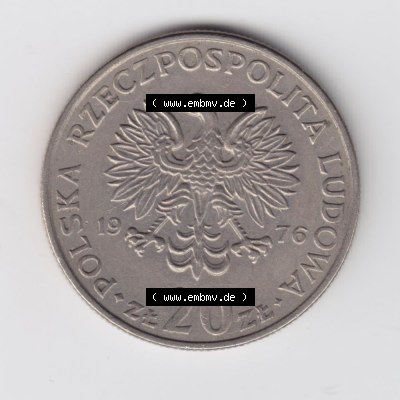 Münzen Polen Umlaufmünze 1974-1983, 20 Zlotych Marceli Nowotko 1976 (1) Sammlung