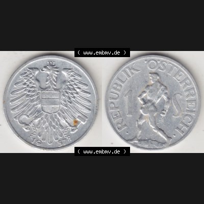 Münzen Österreich Umlaufmünze 1946-1957, 1 Schilling 1957, Münze aus Österreich mit Münzseiten Horizontal / Nebeneinander auf einen Bild für Mobile-Geräte... Sammlung
