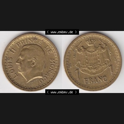 Münzen Monaco Umlaufmünze 1945-1945, 1 Fr, Franc, Franken, Louis II Prince de Monaco (3) Sammlung