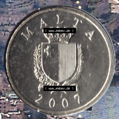 Münzen Malta Umlaufmünze 1991-2007, 1 Lira, Lm 2007, Vorderseite Sammlung